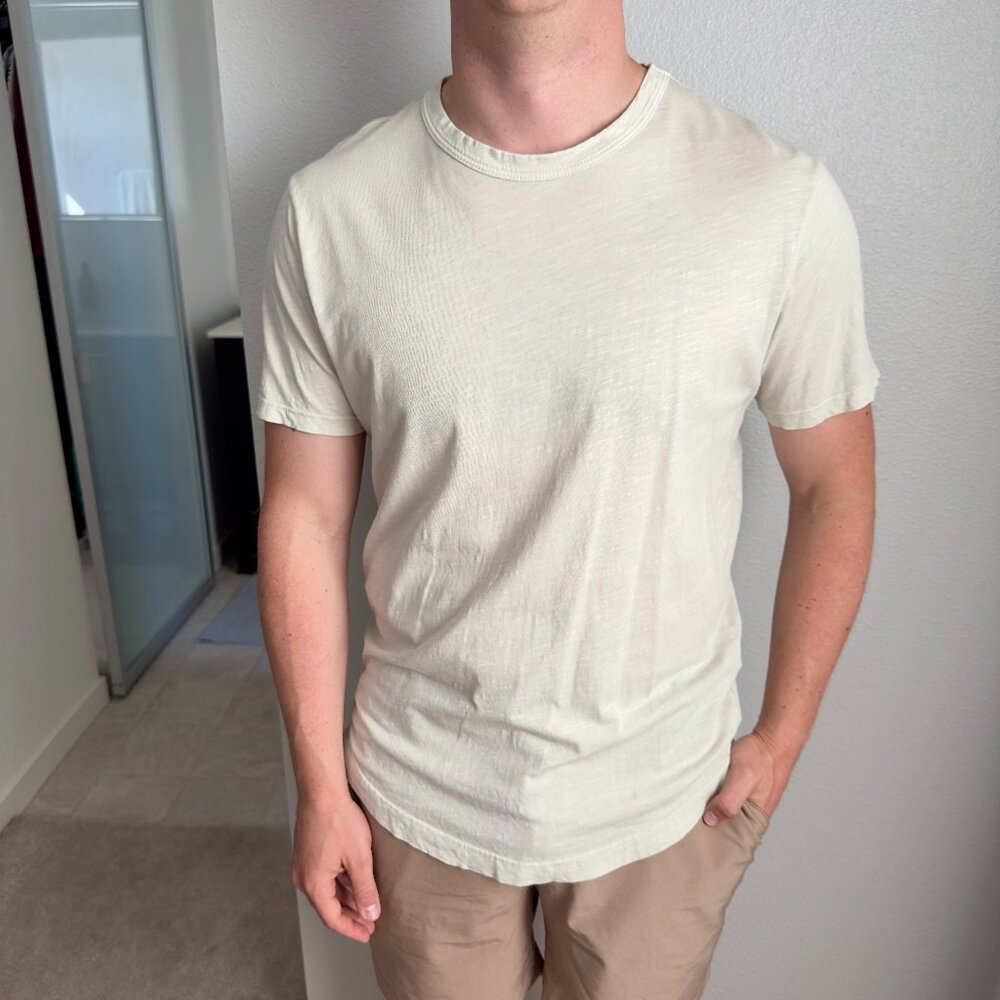 Buck Mason Curved Hem Slub Tee - White